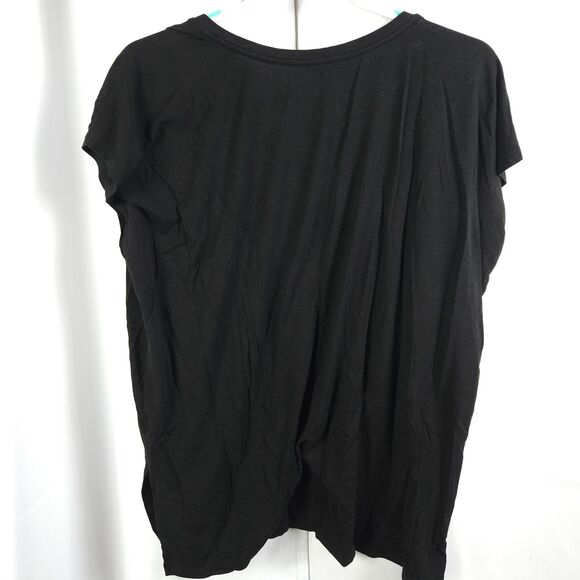 Eileen Fisher Womens Large Black V-Neck Tencel Spandex Cap Sleeve Blouse Top - Picture 3 of 6